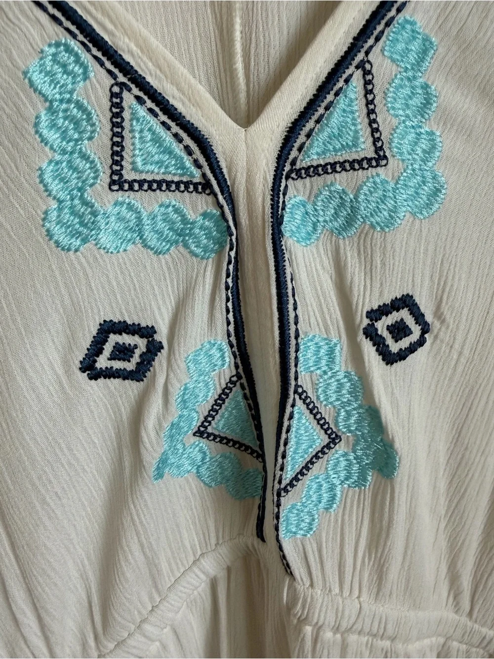 Kona Sol White Embroidered Tassel Swim Cover Up Dress Size M Boho Resort Wear - Picture 14 of 15